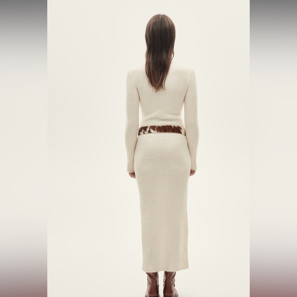 Mango Ribbed Knit Dress With Opening - Picture 3 of 8